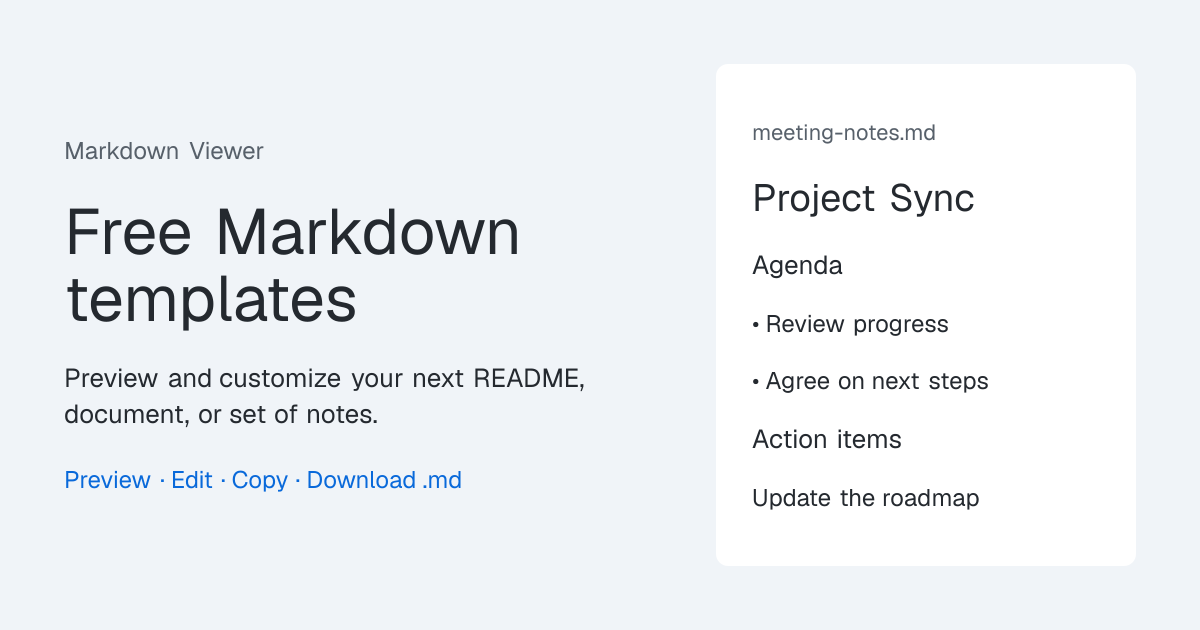 Free Markdown Templates: Edit & Download | Markdown Viewer